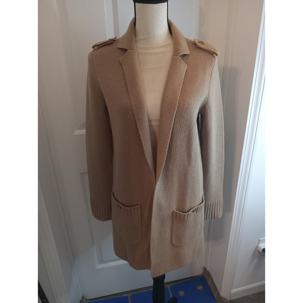 Talbots Notch Collar Cardigan Sweater XSmall English Toffee  Wool‎ Blend Pocket